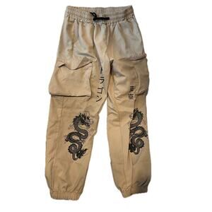 Anime Dragon Beige Cargo Modern Joggers Mens L